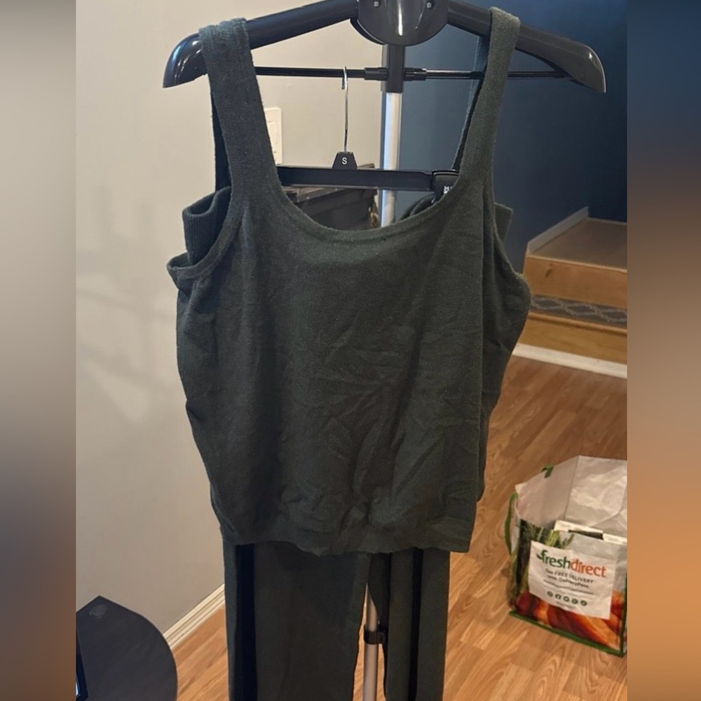 Women's Dark Green Sleeveless Top and pants